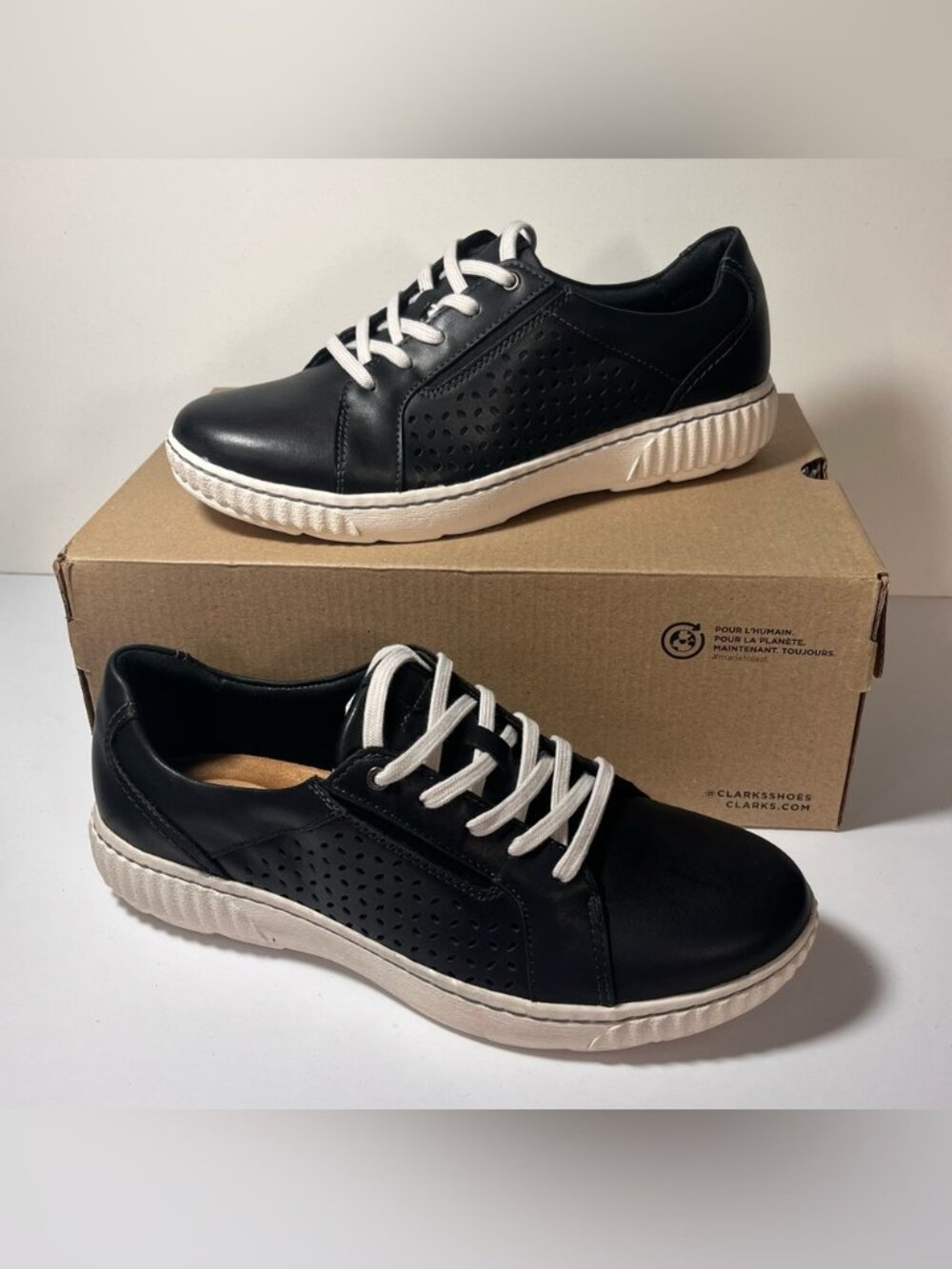 Clarks Collection Caroline Ella Leather/Textile Casual Sneakers Size: 9.5